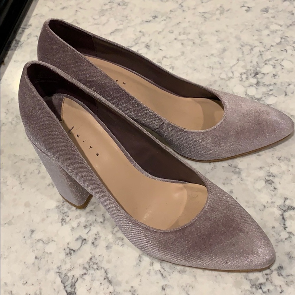 Nordstrom Leith Velvet Lilac/Gray block heel